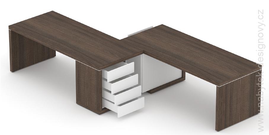 Manažérska zostava stolov s komodou SOLID Z10, voliteľná dĺžka oboch stolov