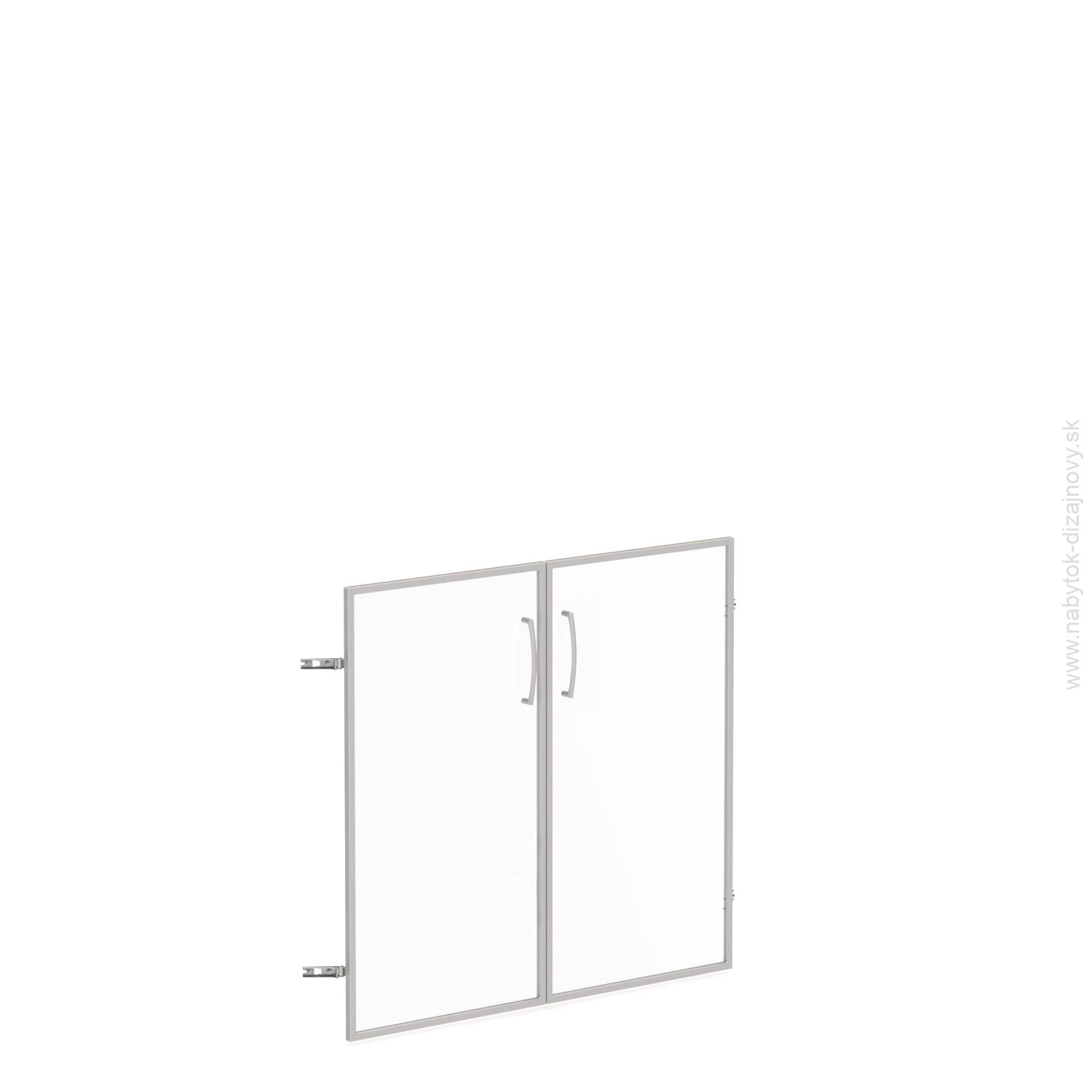 Sklenené dvere v AL ráme, výška 69,8cm, šírka 78,6/118,6cm