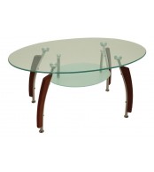 Jedálenský stôl oválny, sklo + masív GUSTAV - S83